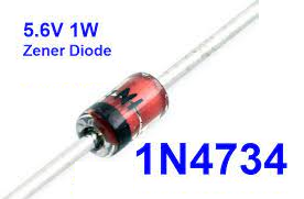 آشنایی با دیود زنر (Zener Diode) با شماره 1N4734 و مشخصات 1 وات 5.6 ولت